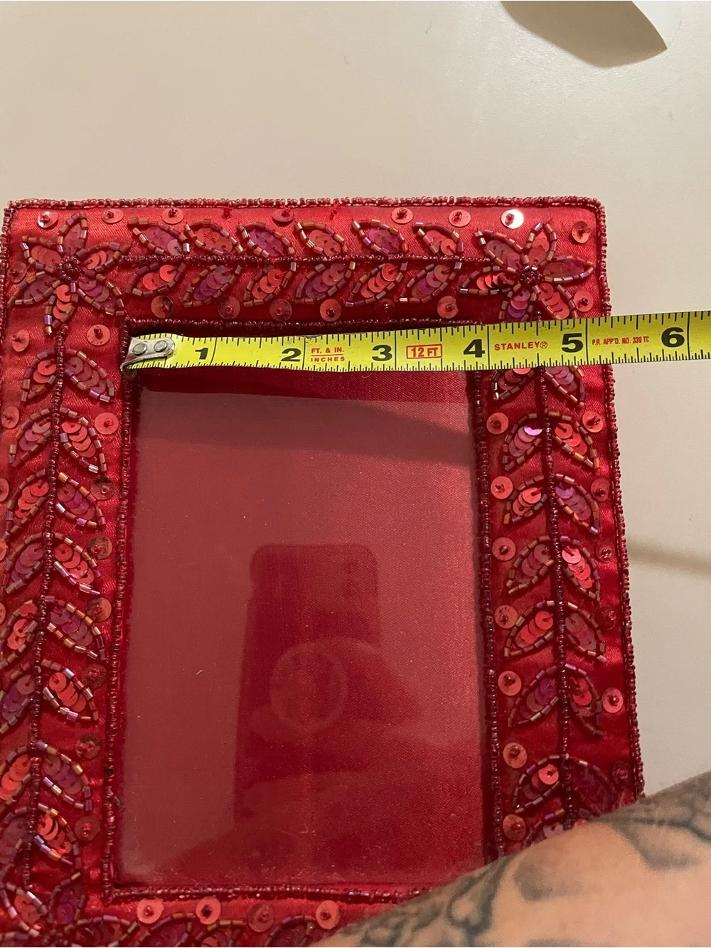 Handmade Red Sequin Embellished 4x6 Photo Frame